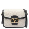 Valentino 9 To 5 Small Shearling And Leather Shoulder Bag In White