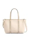 Valentino Garavani Mini Rockstud Leather Tote In Neutral