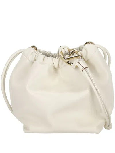 Valentino Garavani Vlogo Pouf Pouch Bag In Nappa Leather In White