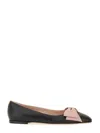 Valentino Round Toe Ballerina Shoes With Bow Detail In Black