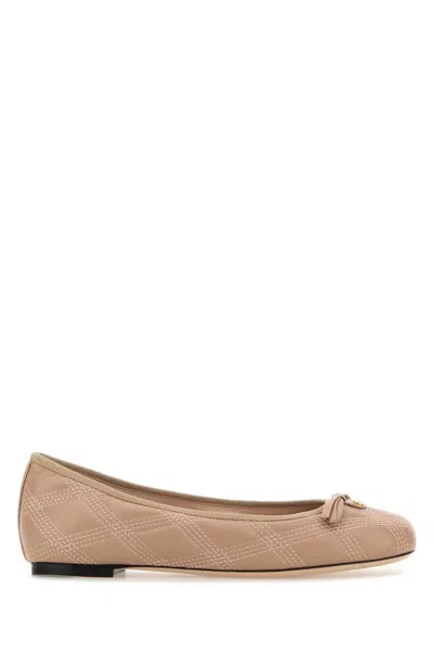 Valentino Garavani Powder Pink Leather Ballerinas In Neutral