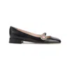 Valentino Embellished Leather Mary Jane Flats In Black