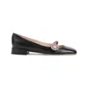 Valentino Embellished Leather Mary Jane Flats In Black