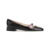 Valentino Embellished Leather Mary Jane Flats In Black