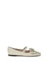 Valentino Mary-jane Bowow Ballerina In Kidskin With Studs In White