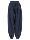Valentino Garavani Balloon Fit Chambray Cotton Denim Pants In Blue