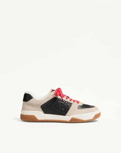 Valentino Garavani Sneakers Contrasting Panels Perforated Detailing Rubber Sole In Multi