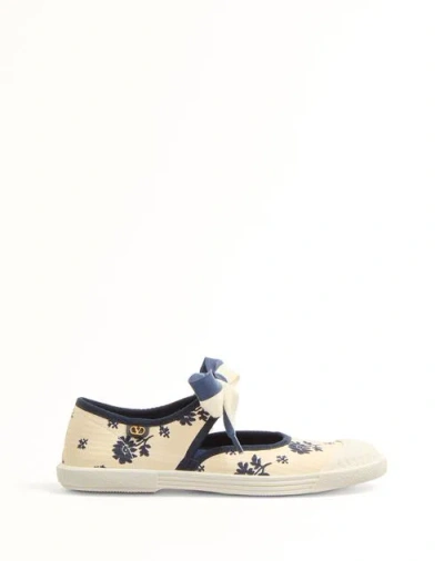 VALENTINO GARAVANI VALENTINO GARAVANI BAY BY BAY BALLERINA TRAINERS IN PAPIER FLORAL FABRIC WOMAN BUTTER/BLUE 41