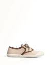 Valentino Bay By Bay Bicolor Canvas Low-top Sneakers In Tobacco