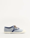 Valentino Bay By Bay Bicolor Canvas Low-top Sneakers In White/baltic Blue