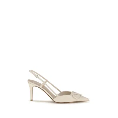 Valentino Garavani Slingback Logo Heels 80 In Neutral