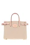 Valentino Tote Handbag 2 Handles In Naturale-tobacco/peach Rose