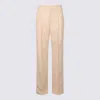 Valentino Tailored Trousers With Belt Loops And Cuffed Hem In Neutral