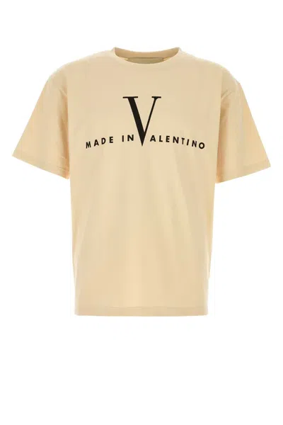 Valentino Garavani Cotton T-shirt With Made In Print Clothing In Nude