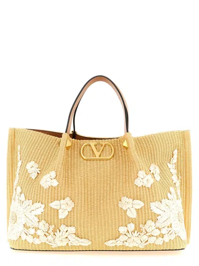 Valentino Garavani Beige Cotton Tote Women's Bag