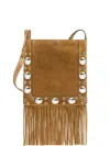 Valentino Garavani Nellcote Small Fringed Embellished Suede Shoulder Bag In Brown