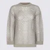Valentino Sequin-embellished Metallic Open-knit Linen-blend Sweater