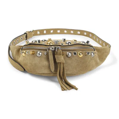 Valentino Garavani Beige Nellcote Leather Belt Bag In Red