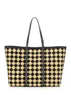 Valentino Garavani Beige Shopper With All-over Diamond Pattern And Applied Rockstud Studs In Synthet In Multicolor