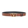 Valentino Leather Belt With Adjustable Length And Reversible In Brown