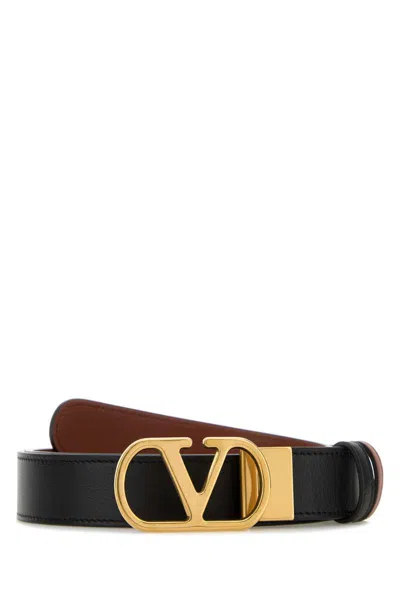 Valentino Garavani Black Reversible Leather Belt In Animal Print