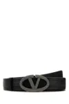 Valentino Leather Belt With Adjustable Length And Embellished Buckle In Black