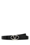 Valentino Leather Belt With Adjustable Length And Silver-tone Hardware In Black