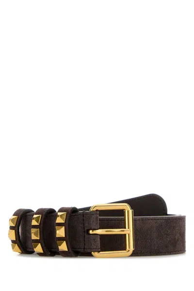 Valentino Garavani Suede Belt Studded Design Signature Style In Brown