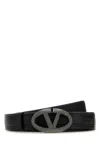 Valentino Leather Belt With Adjustable Length And Embellished Buckle In Neroblackdiamond