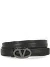 Valentino Leather Belt With Adjustable Length And Embellished Buckle In Neroblackdiamond