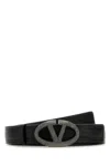 Valentino Leather Belt With Adjustable Length And Embellished Buckle In Neroblackdiamond
