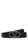 Valentino Black Leather Vlogo The Bold Edition Belt In Neroblackdiamond