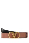 Valentino Dark Pink Leather Vlogo Belt In Pink