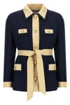 Valentino Collared Single-breasted Coat Jacket With Belted Waist In Blue