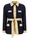 Valentino Collared Single-breasted Coat Jacket With Belted Waist In Blue