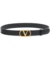 Valentino Garavani Vlogo Signature Belt In Shiny Calfskin 30 Mm Woman Black 100