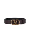 Valentino Adjustable Length Gold-tone Buckle Belts In Black