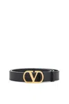 Valentino Garavani Elegant Black Leather Belt With Gold Buckle 30 Mm Men