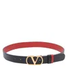 Valentino Vlogo Signature Reversible Shiny Calfskin Belt 30 Mm In Black