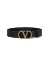 Valentino Adjustable Length Gold-tone Buckle Belts In Black