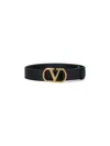 Valentino Adjustable Length Gold-tone Buckle Belts In Black