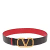 Valentino Signature Vlogo Reversible Slim Belt In Black