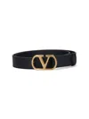 Valentino Adjustable Length Gold-tone Buckle Belts In Black