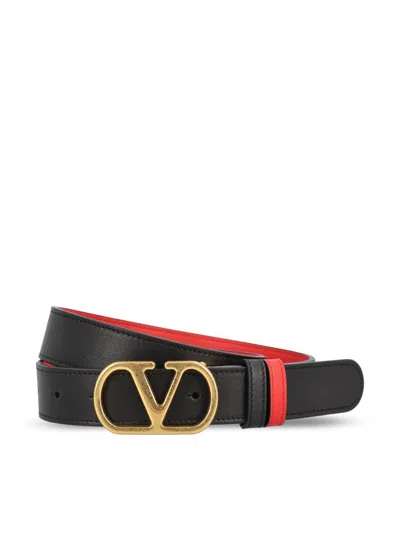 Valentino Garavani Logo-buckle Belt In Black