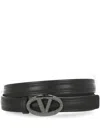 Valentino Leather Belt With Adjustable Length And Embellished Buckle In Black Diamond