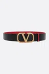 Valentino Garavani Women Vlogo Signature Reversible Belt In Black+rouge Pur