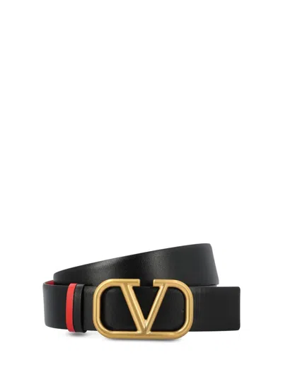 Valentino Garavani Belts In Black-rouge Pur