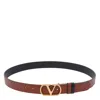 Valentino Leather Reversible Dual-tone Adjustable Fit Belts In Brown