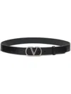 Valentino Garavani Vlogo Signature Belt In Shiny Calfskin 30 Mm In Black