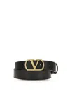 Valentino Black Calf Leather Bos Taurus Belt In Black